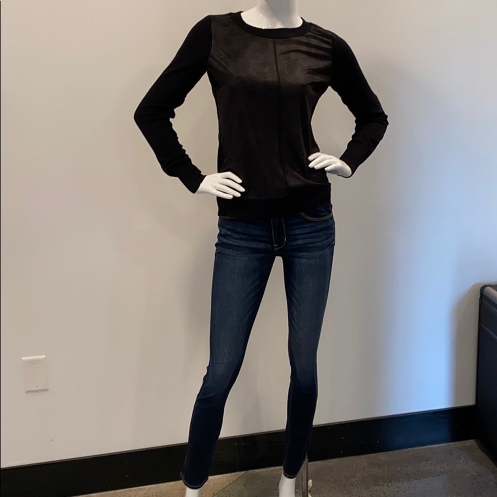 Express Leather Look Sweater Elbow Patch Detail - image 2